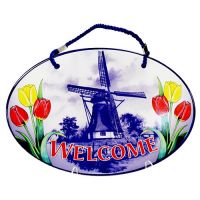 Door Sign Porcelain Welcome/Mill+Tulips